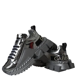 Silver Leather Super Queen Sneakers Shoes