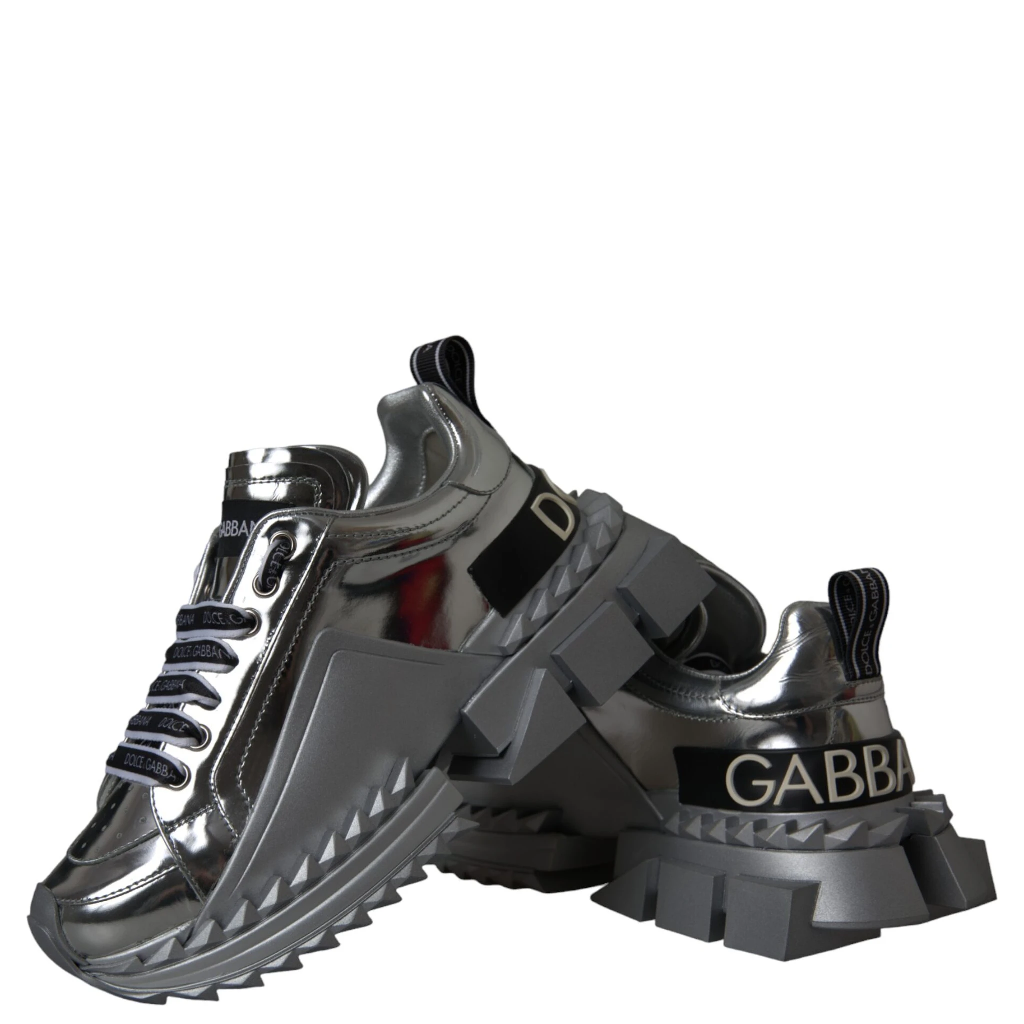 Silver Leather Super Queen Sneakers Shoes