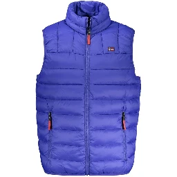 Blue Polyamide Sleveless Jacket