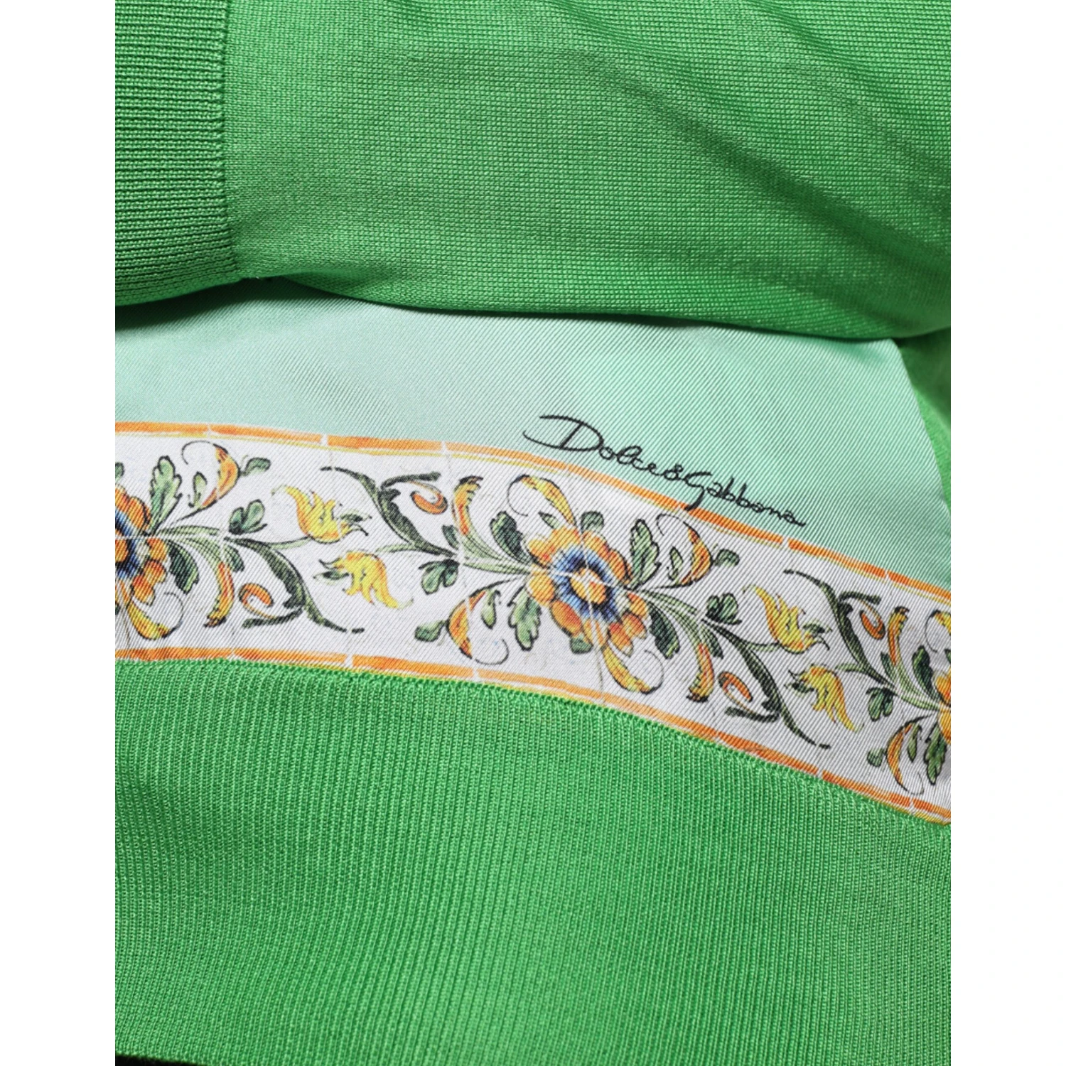 Green Silk Granita Al Limone Long Sleeves Sweater