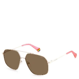 Beige Stainless Steel Sunglasses