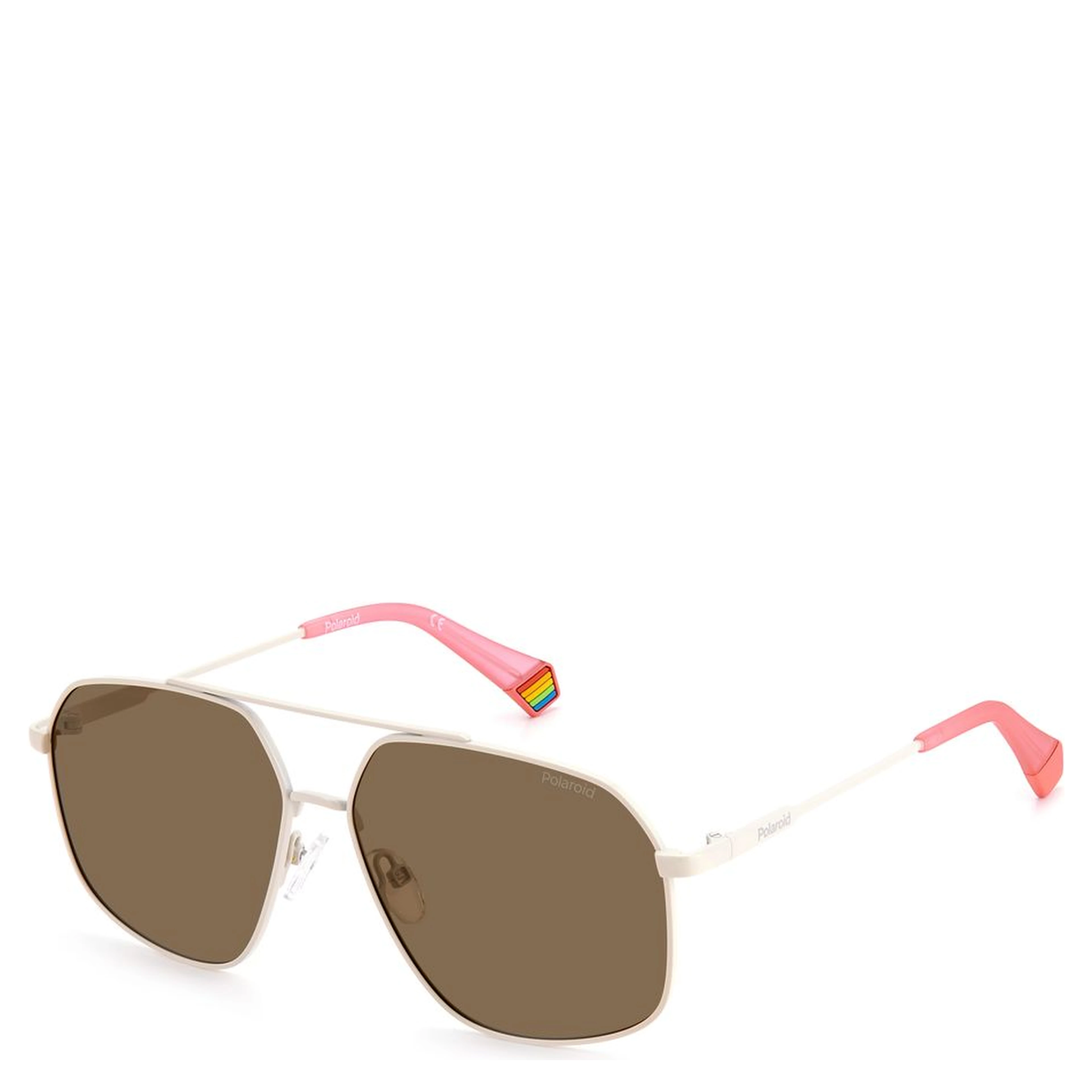 Beige Stainless Steel Sunglasses