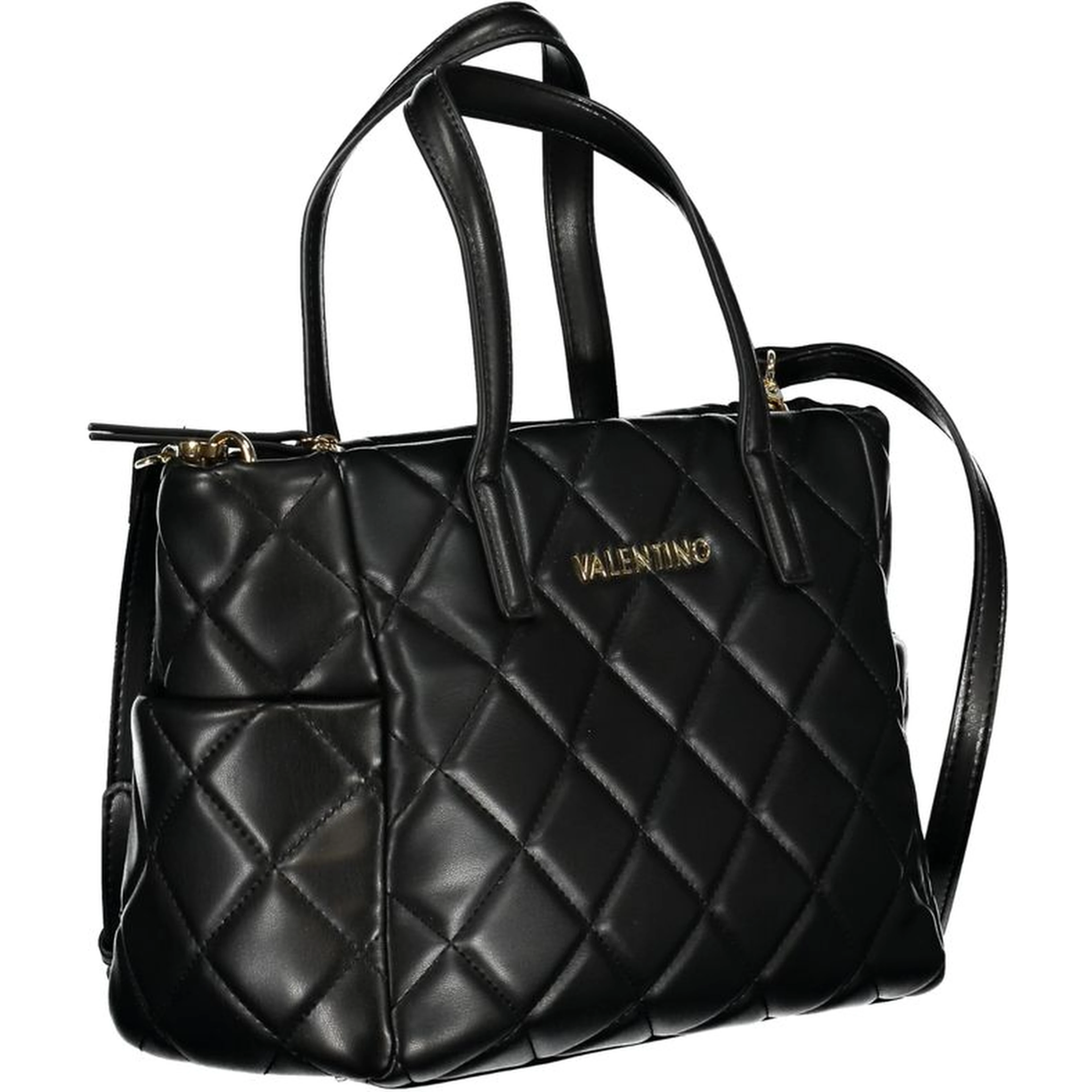 Black quilted handbag