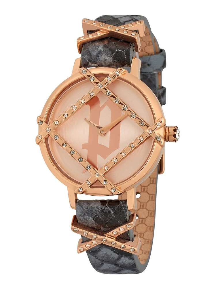 Gray Leather Dress Watch