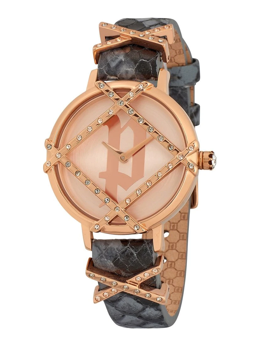 Gray Leather Dress Watch