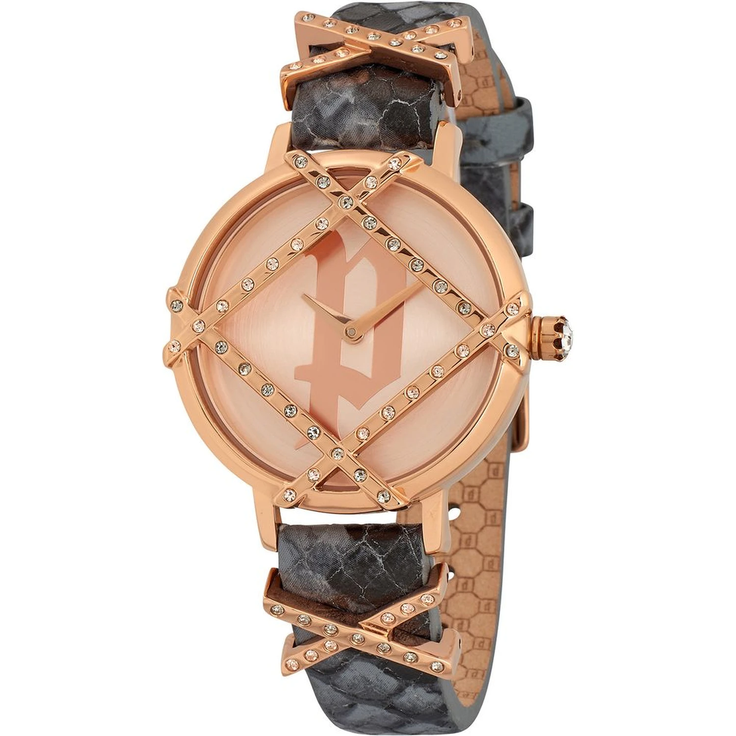 Gray Leather Dress Watch
