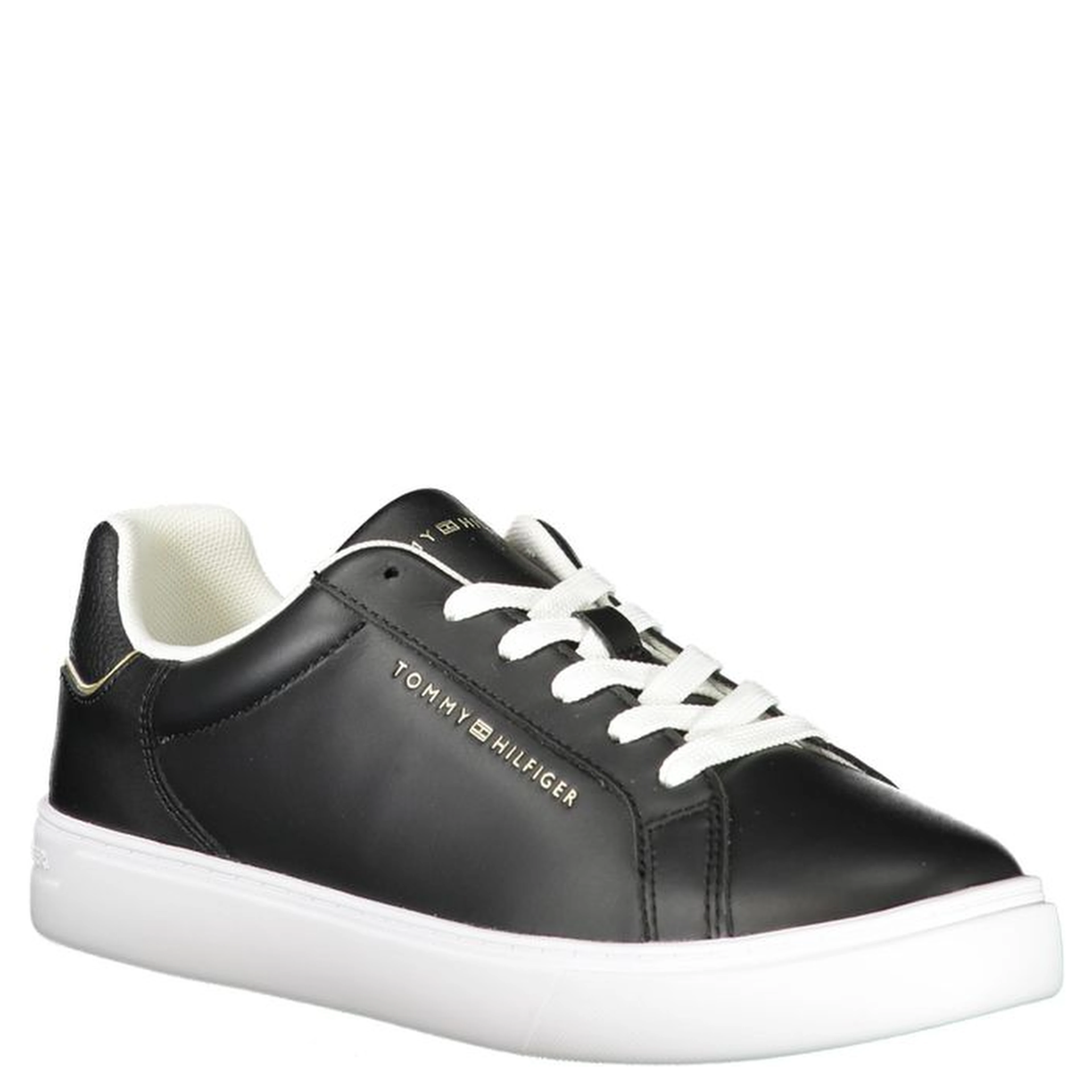 Women's black leather sneakers