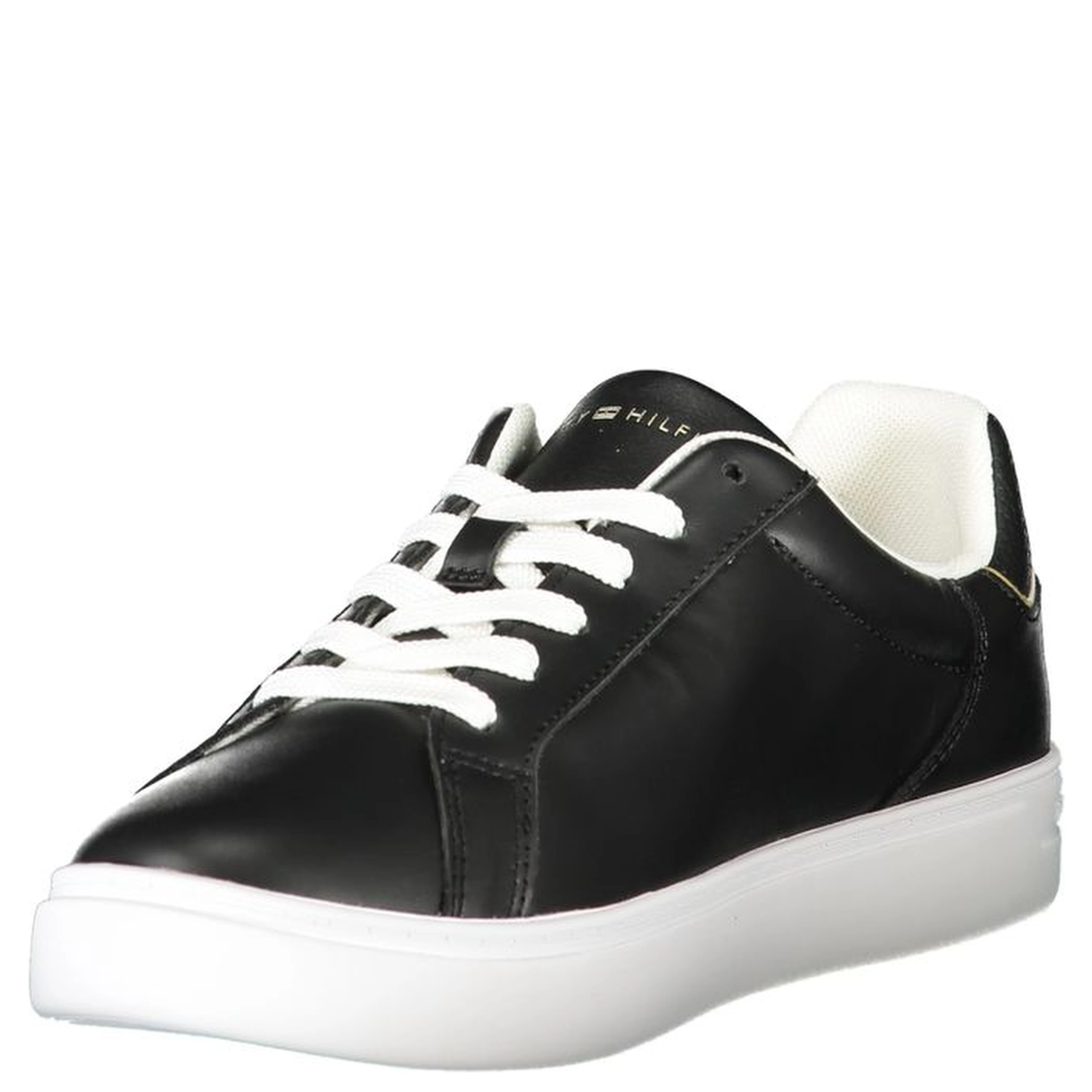 Women's black leather sneakers