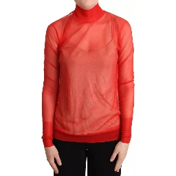 Orange Semi Transparent Blouse Sweater