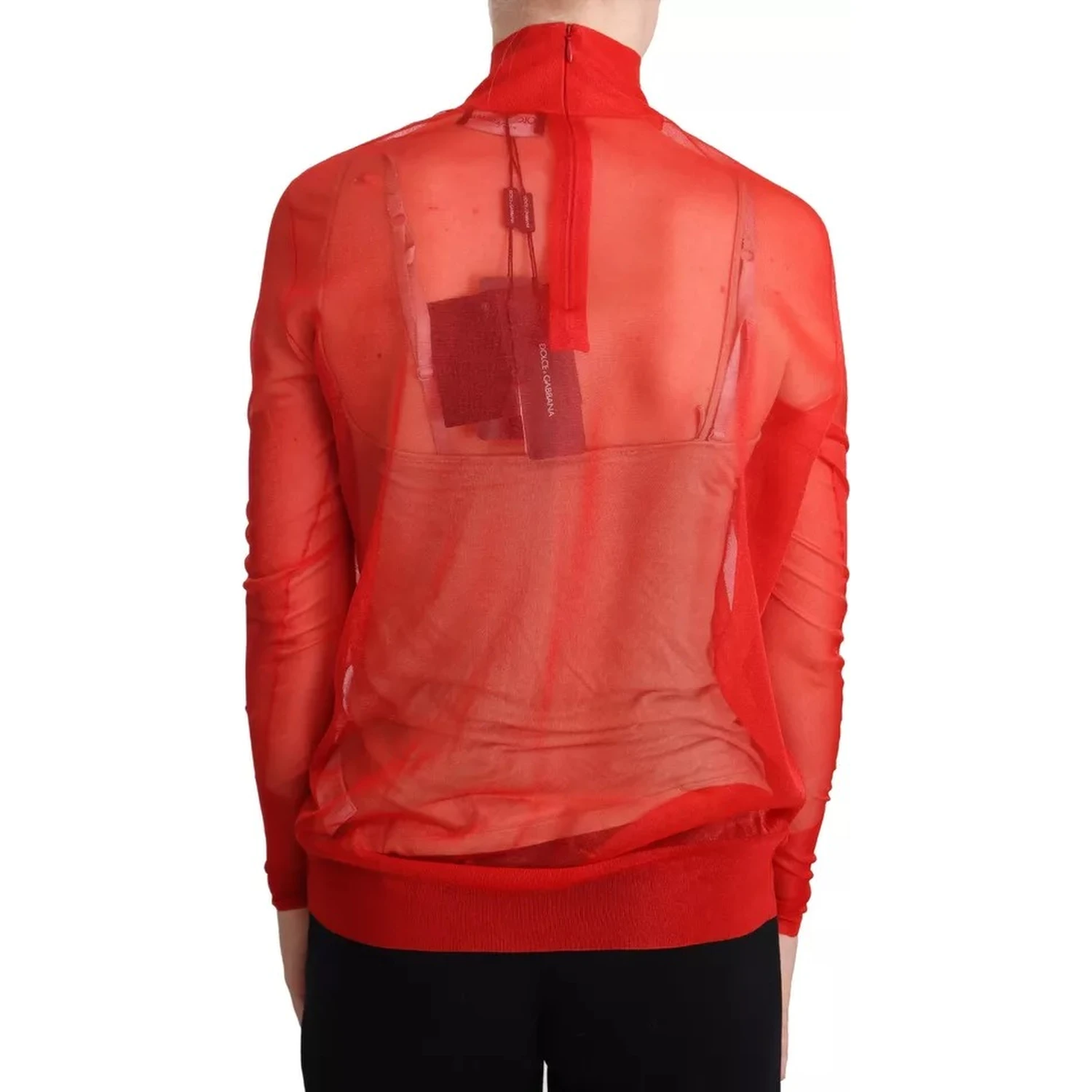 Orange Semi Transparent Blouse Sweater