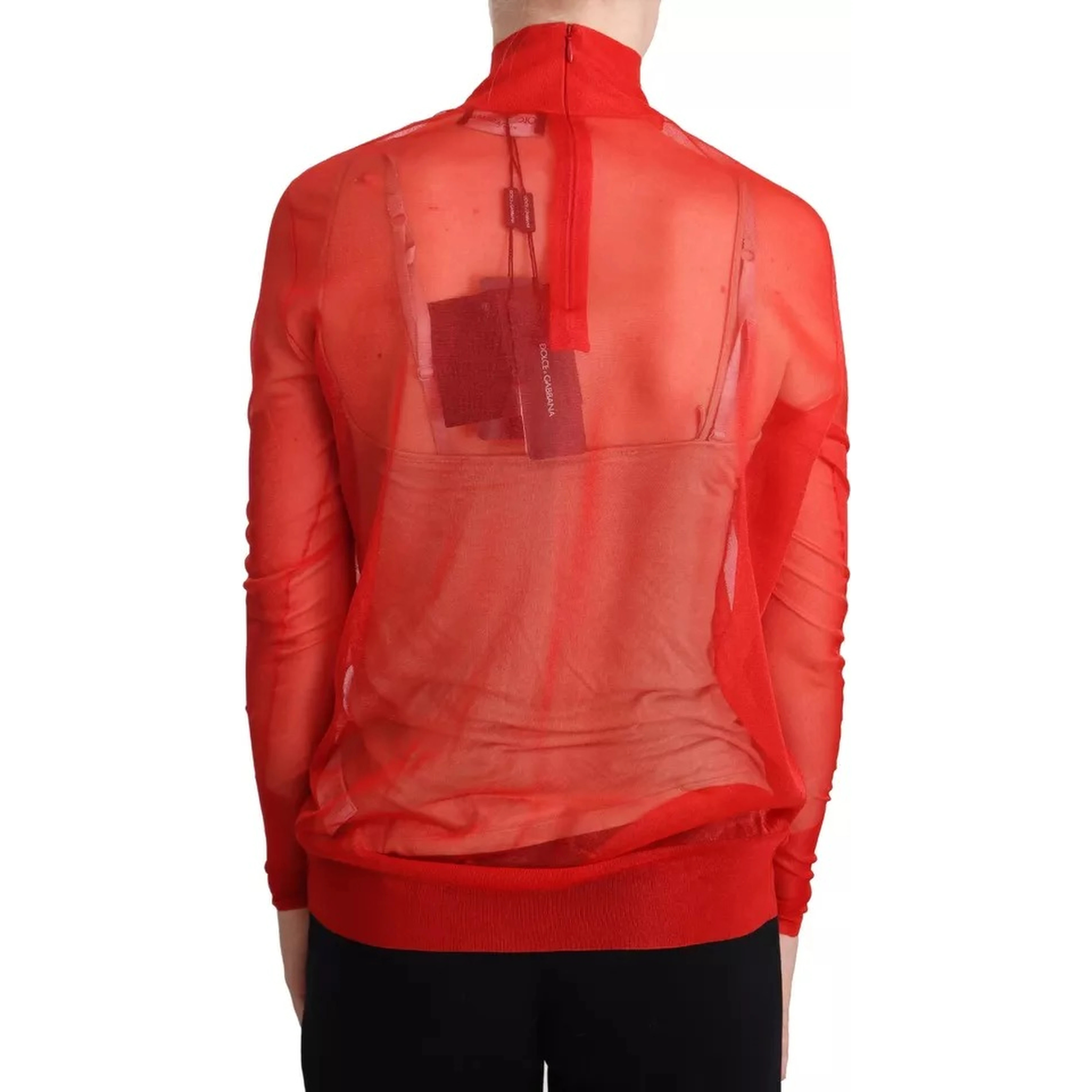 Orange Semi Transparent Blouse Sweater