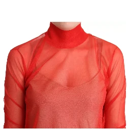 Orange Semi Transparent Blouse Sweater