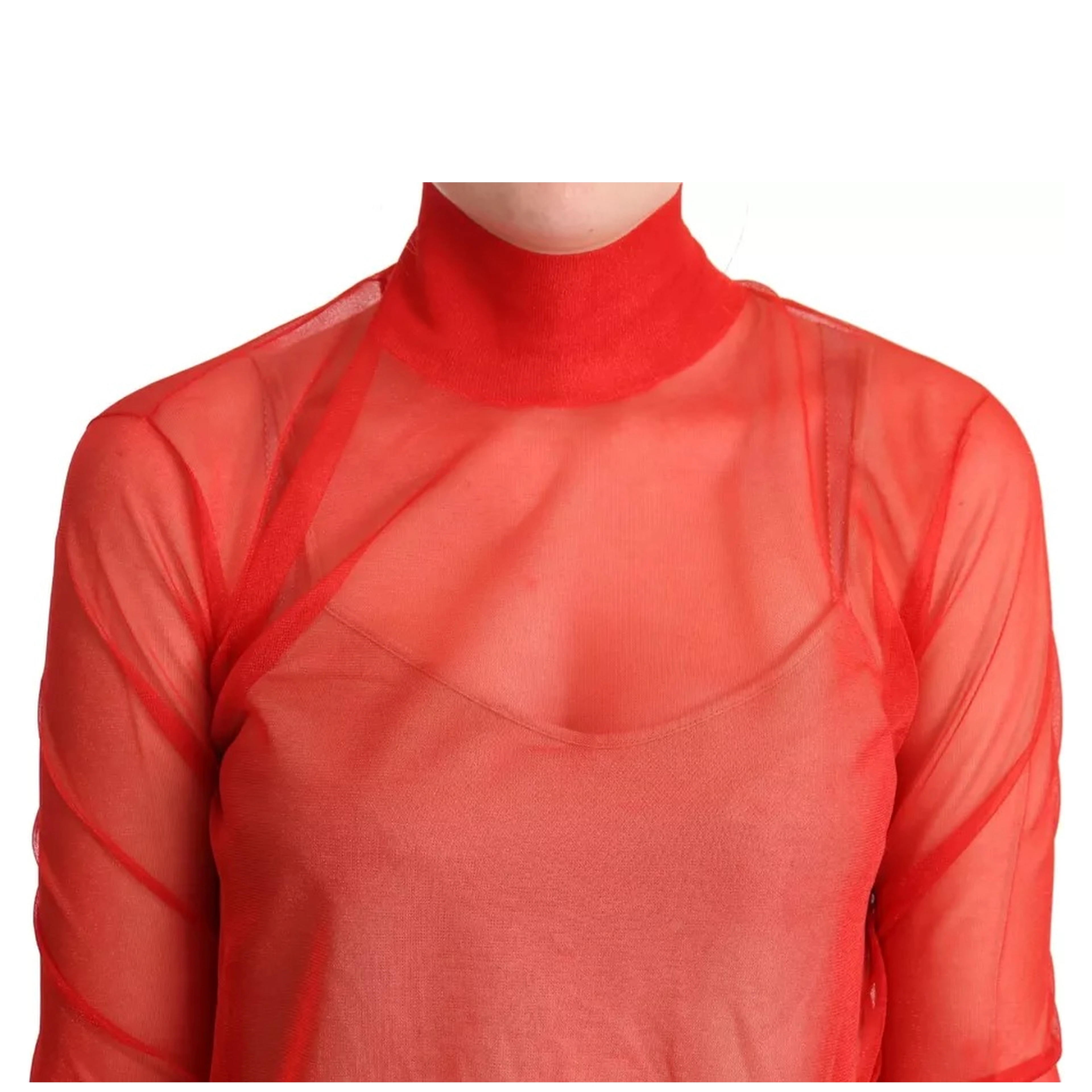 Orange Semi Transparent Blouse Sweater