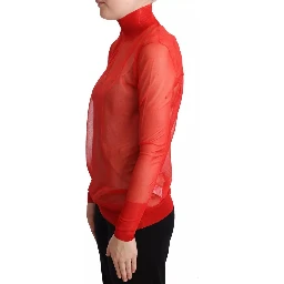 Orange Semi Transparent Blouse Sweater