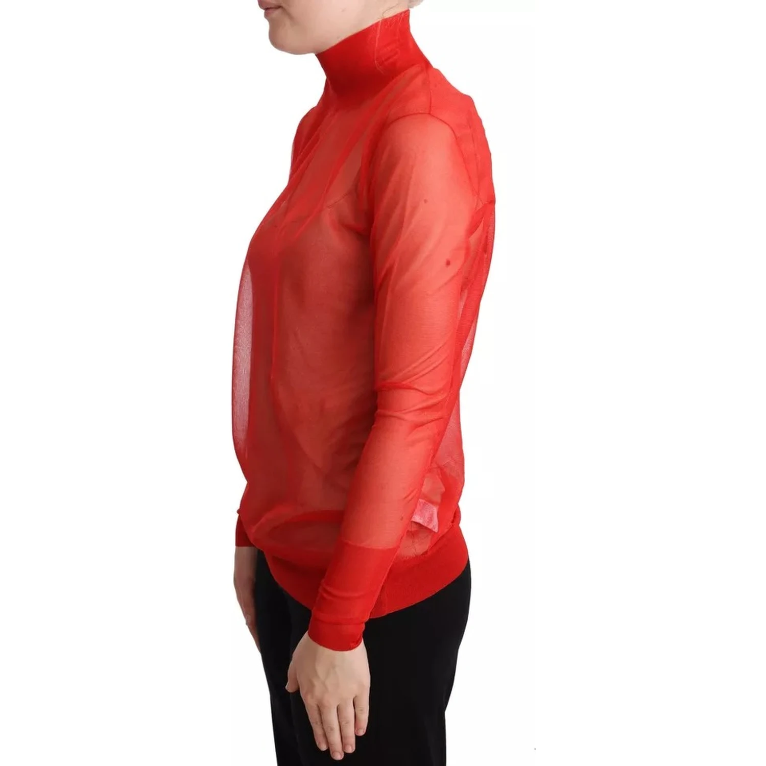 Orange Semi Transparent Blouse Sweater