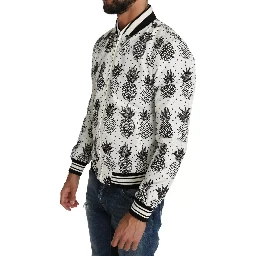 White Black Pineapple Bomber Coat Jacket