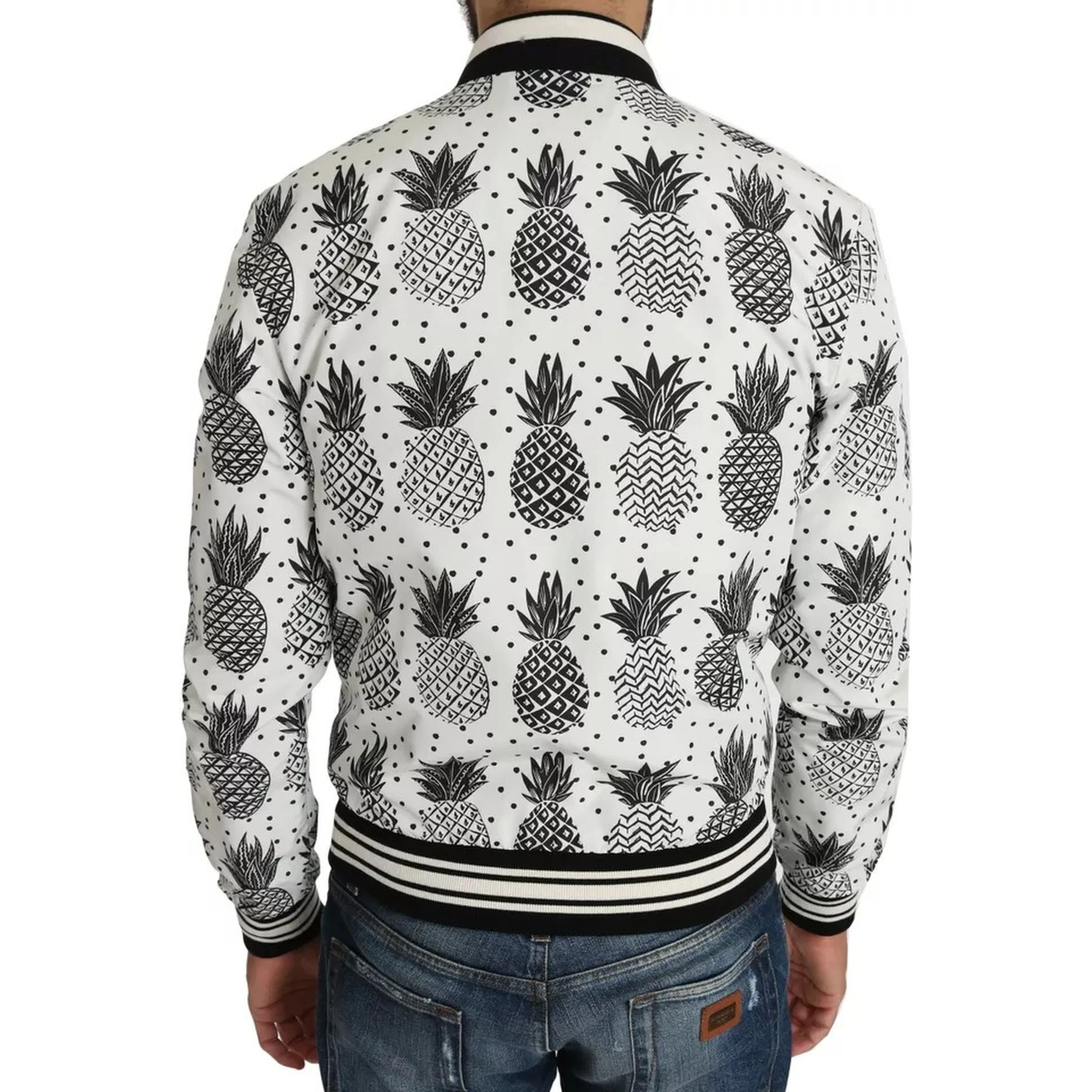 White Black Pineapple Bomber Coat Jacket