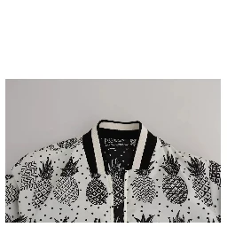 White Black Pineapple Bomber Coat Jacket