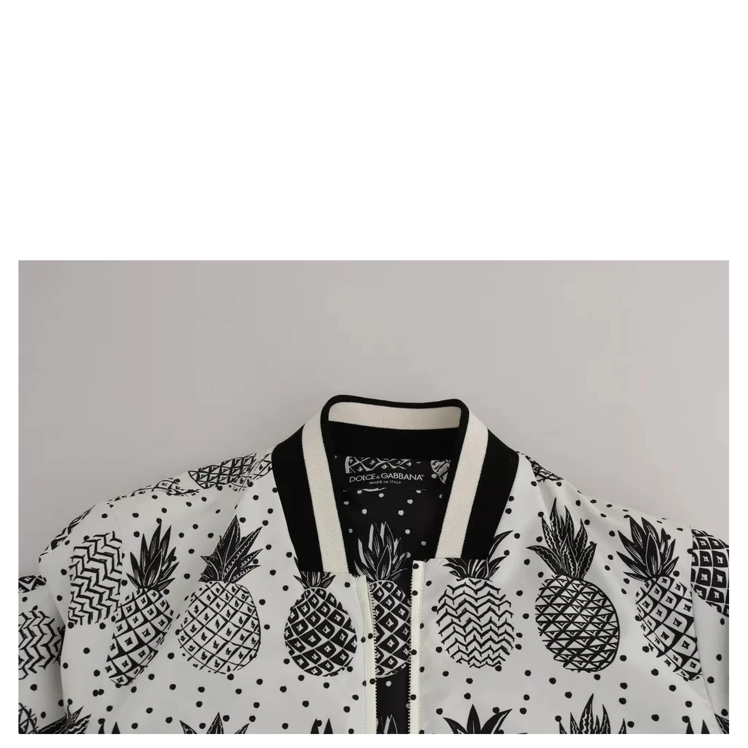 White Black Pineapple Bomber Coat Jacket