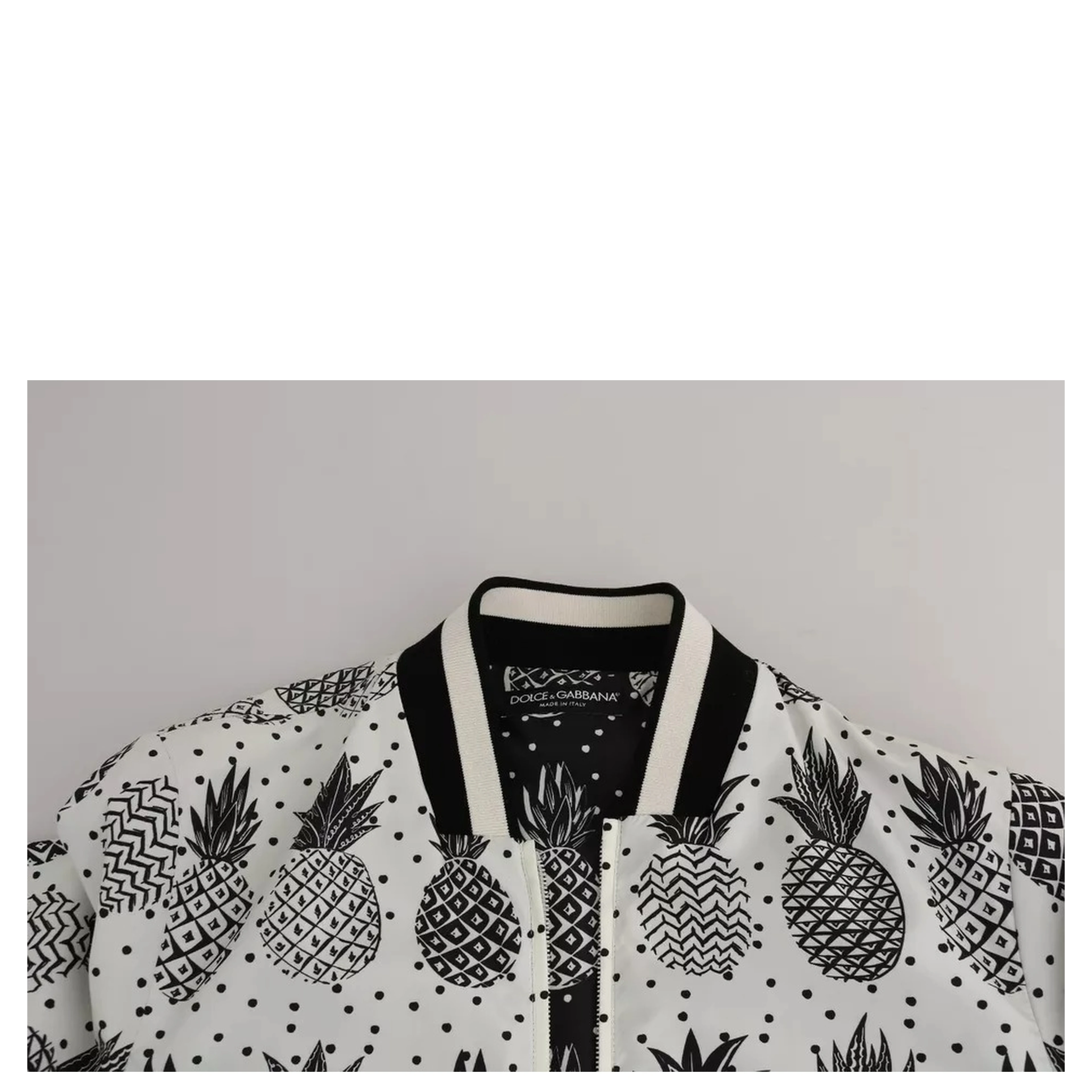 White Black Pineapple Bomber Coat Jacket