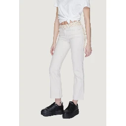 Beige Cotton Bootcut Jeans