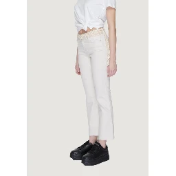 Beige Cotton Bootcut Jeans