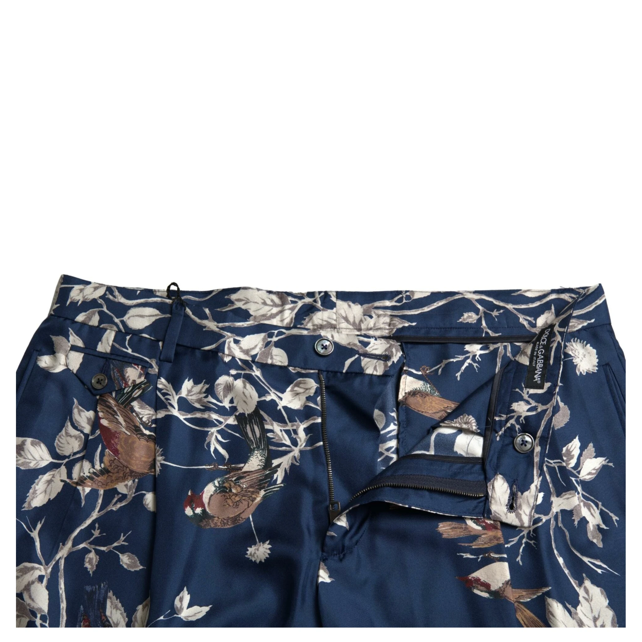 Blue Floral Print Silk Men Bermuda Shorts