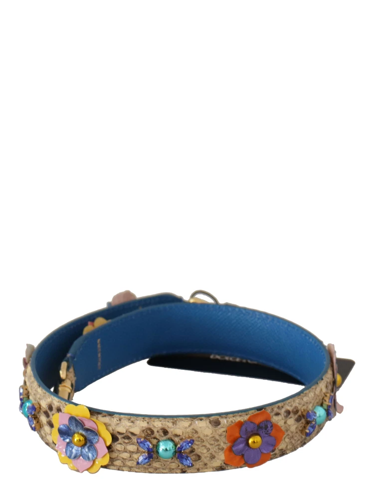 Beige Python Leather Floral Studded Shoulder Strap alternative