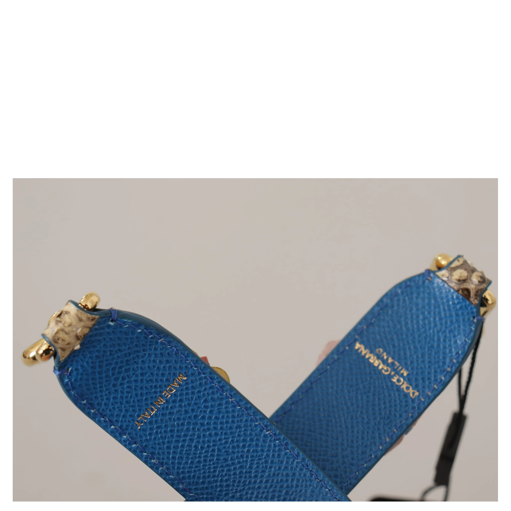 Beige Python Leather Floral Studded Shoulder Strap