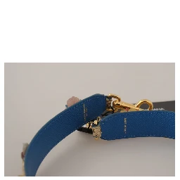 Beige Python Leather Floral Studded Shoulder Strap