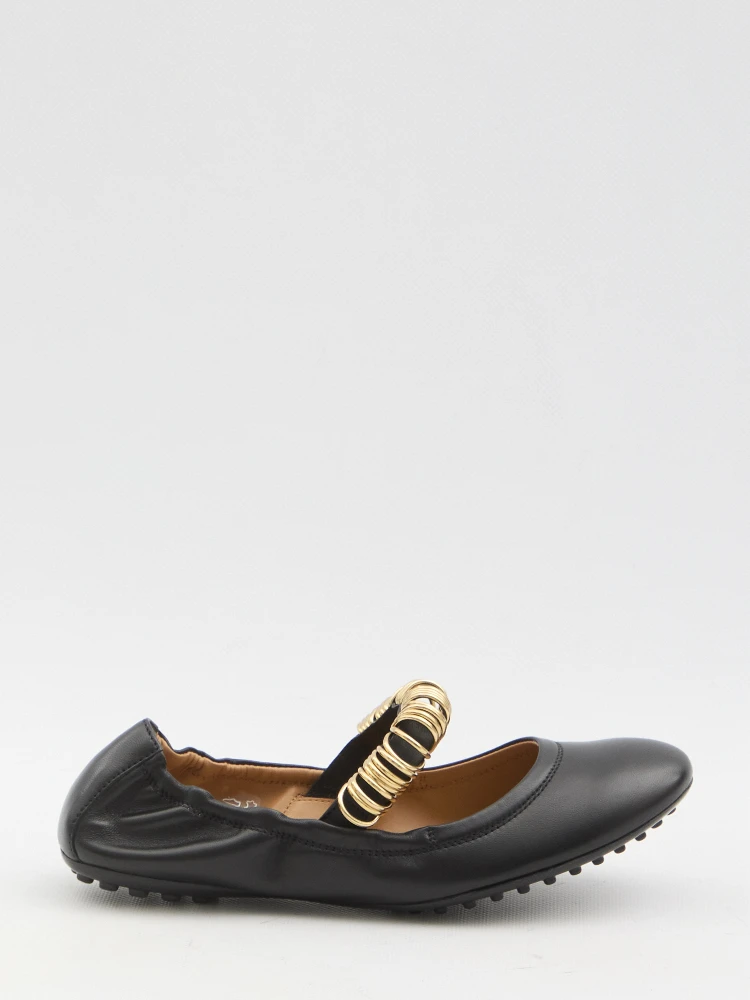 Ballet flats with eyelets