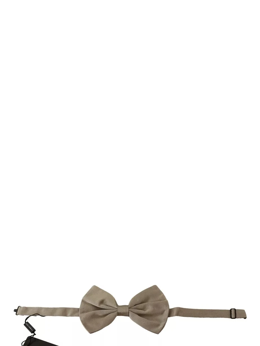 Silver Gray 100% Silk Adjustable Neck Bow Tie