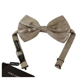 Silver Gray 100% Silk Adjustable Neck Bow Tie