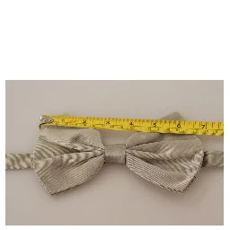 Silver Gray 100% Silk Adjustable Neck Bow Tie