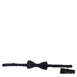 Blue Patterned Silk Adjustable Neck Bow Tie Men