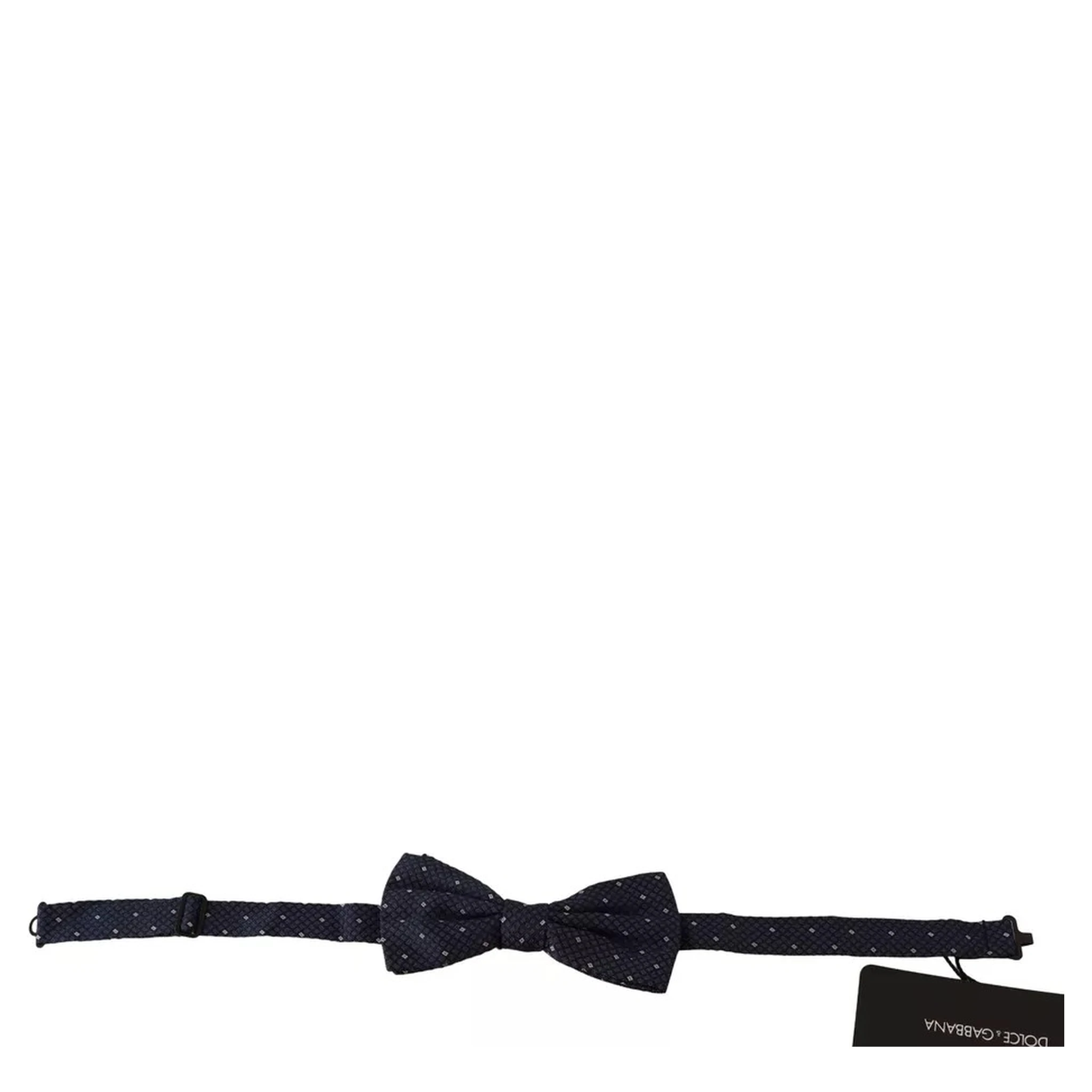 Blue Patterned Silk Adjustable Neck Bow Tie Men