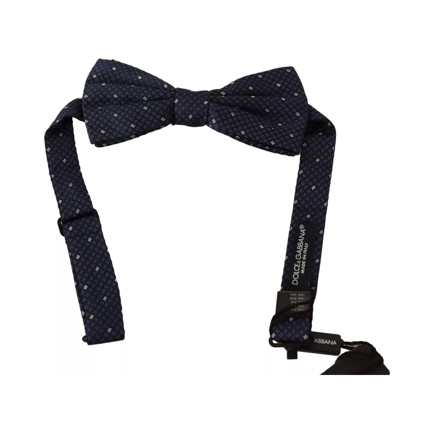 Blue Patterned Silk Adjustable Neck Bow Tie Men