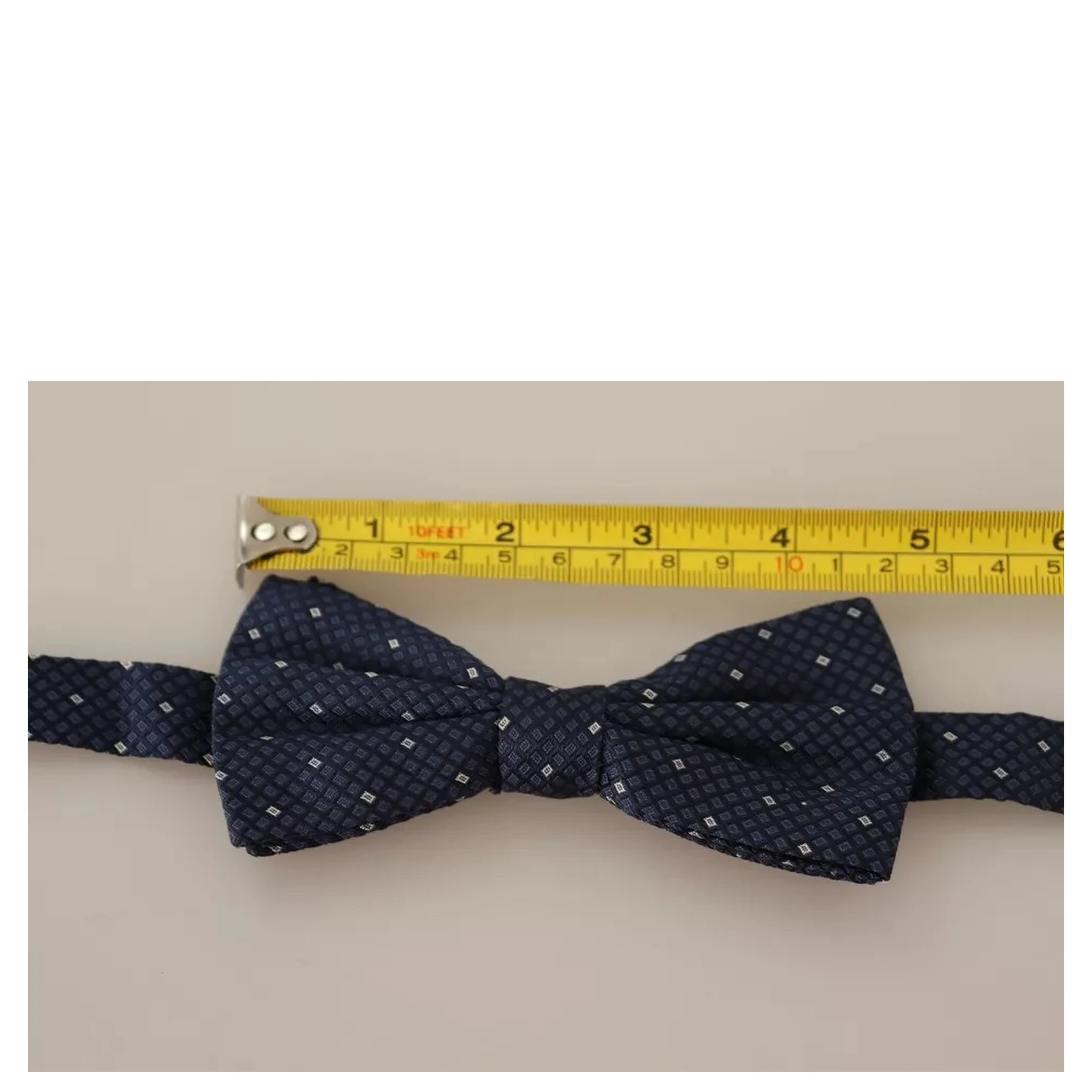 Blue Patterned Silk Adjustable Neck Bow Tie Men