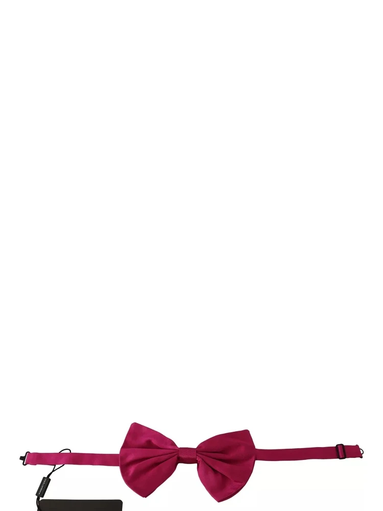 Pink 100% Silk Adjustable Neck Bow Tie Men