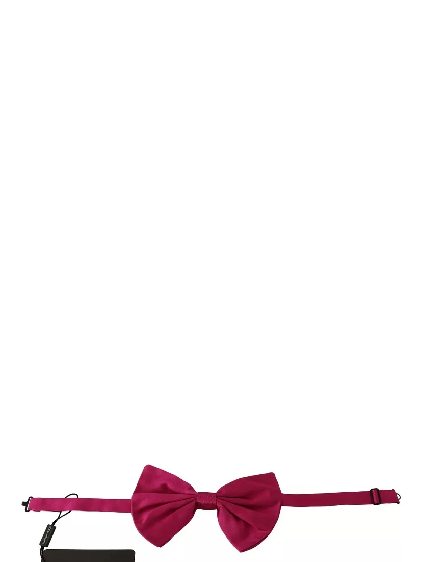 Pink 100% Silk Adjustable Neck Bow Tie Men