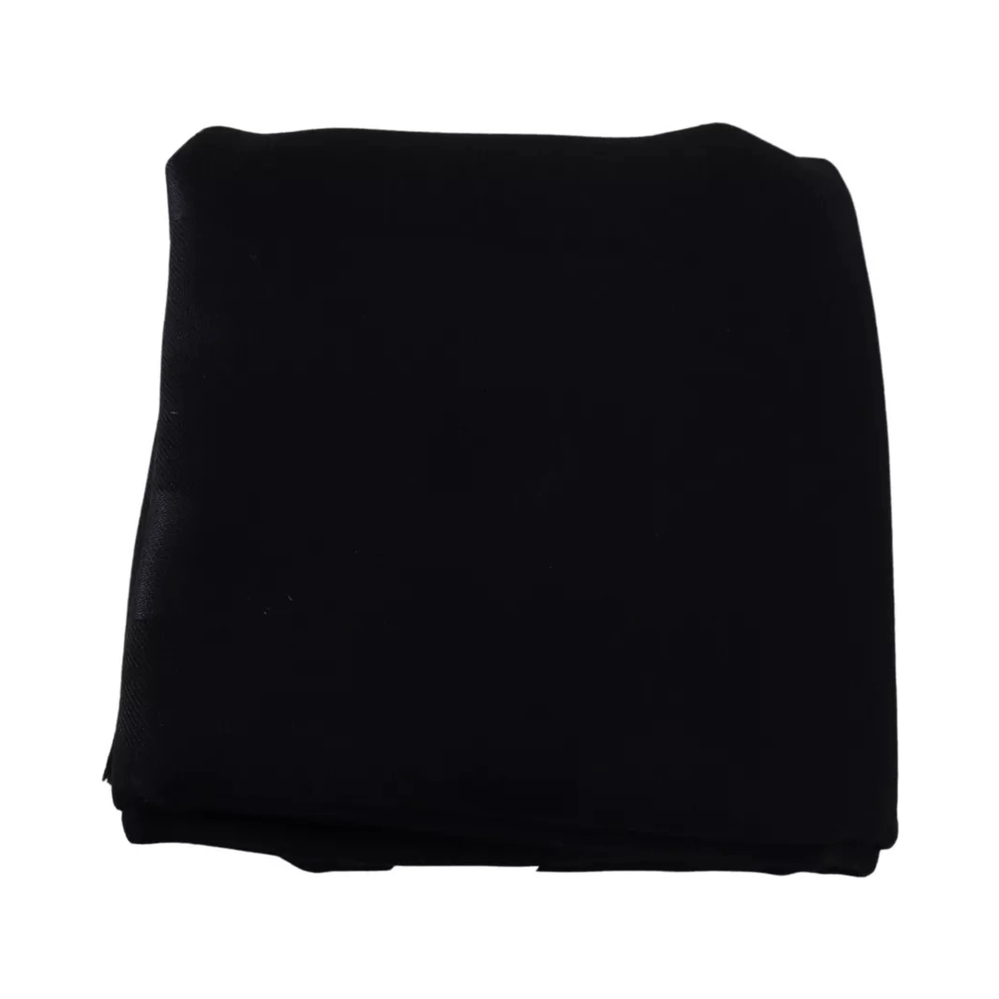 Black Solid Silk Wool Fringe Wrap Scarf