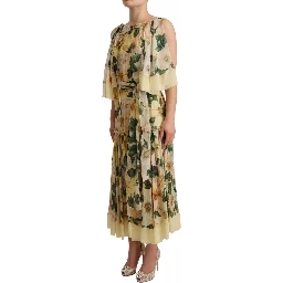 Multicolor Silk Floral Print Long Maxi Dress