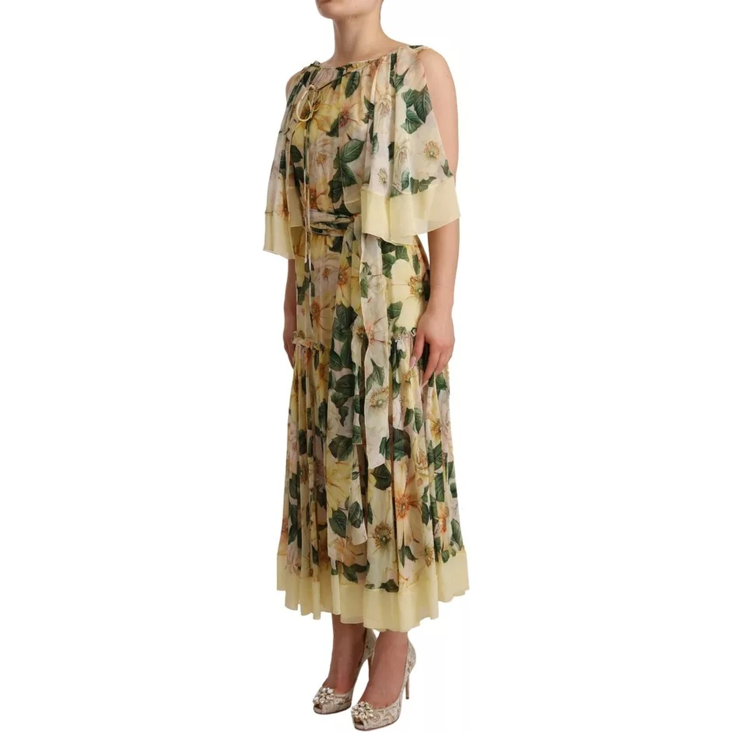 Multicolor Silk Floral Print Long Maxi Dress