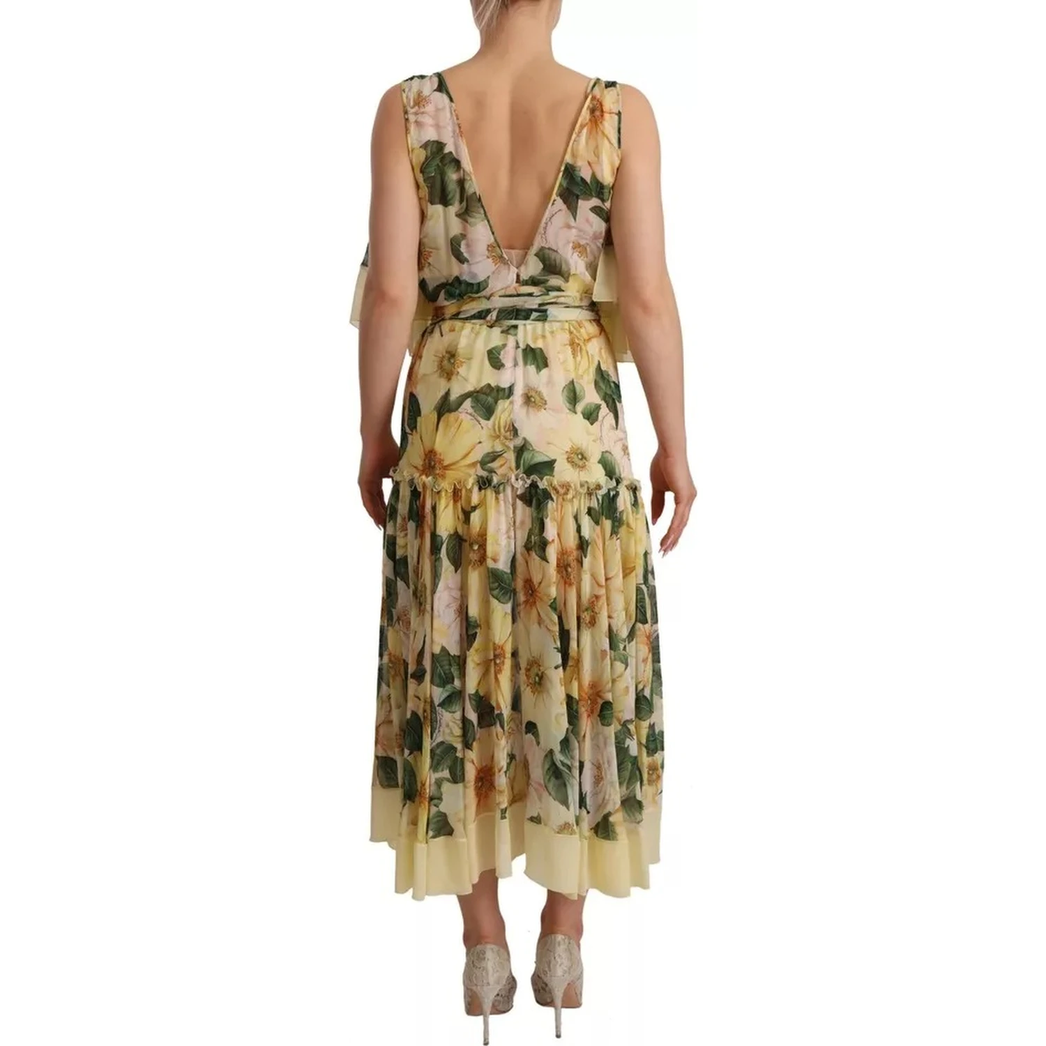 Multicolor Silk Floral Print Long Maxi Dress