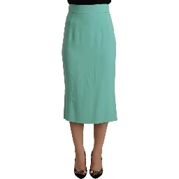 Mint Green Viscose Pencil Cut Midi Skirt