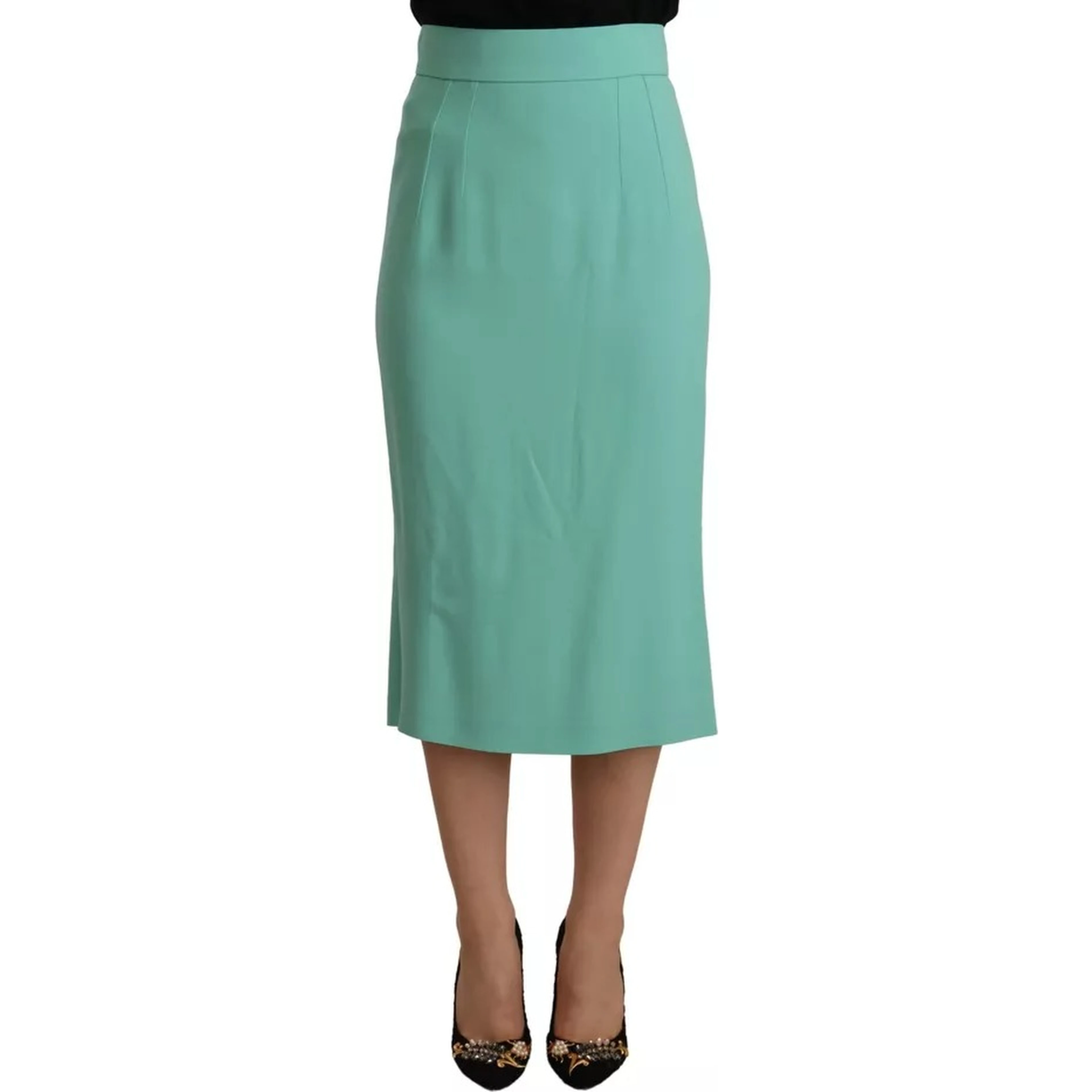 Mint Green Viscose Pencil Cut Midi Skirt