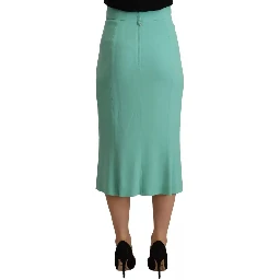 Mint Green Viscose Pencil Cut Midi Skirt
