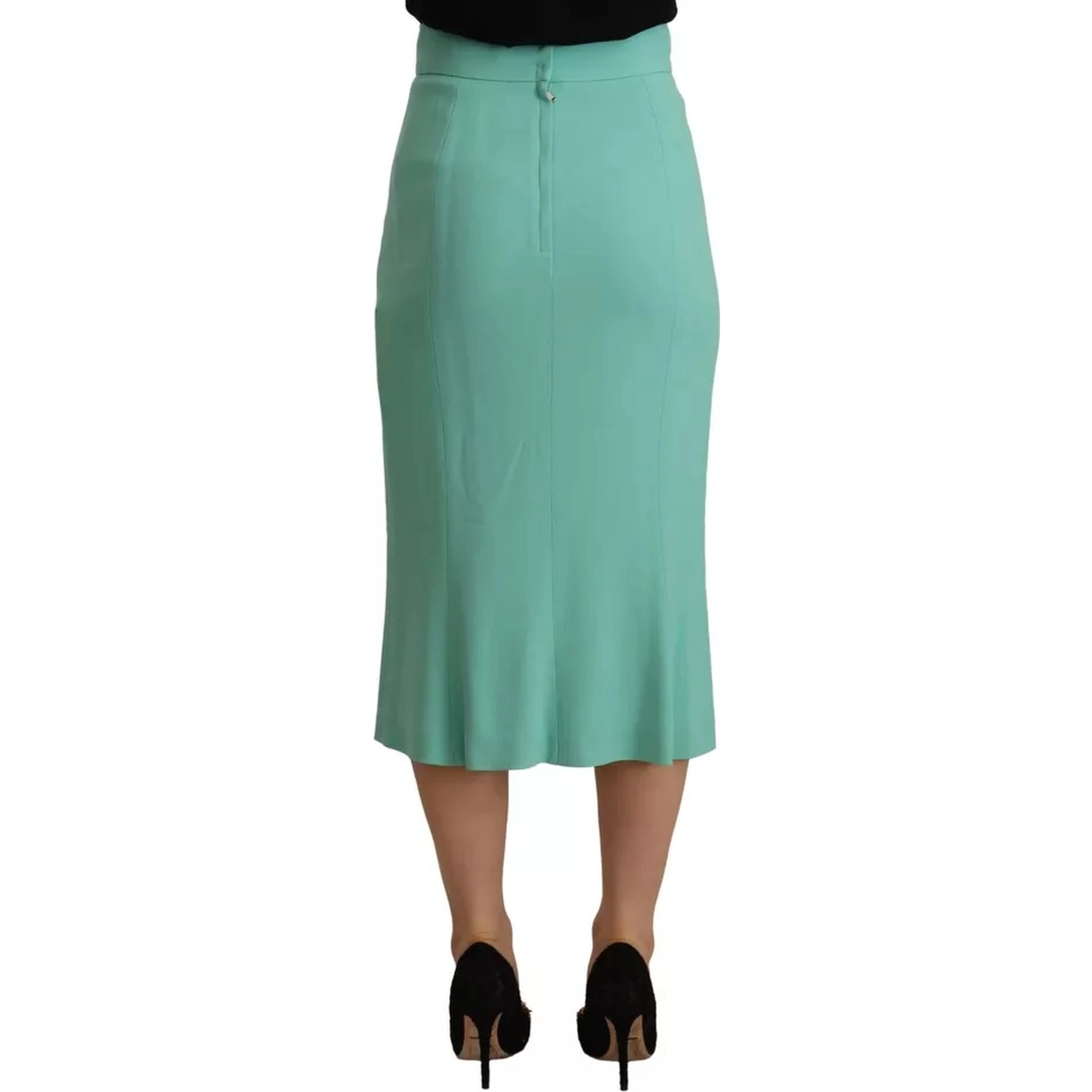 Mint Green Viscose Pencil Cut Midi Skirt