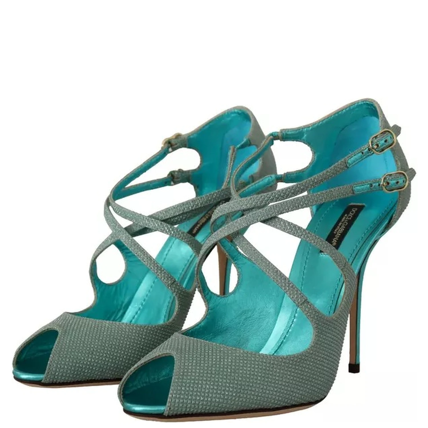 Blue Glittered Strappy Heels Sandals Shoes