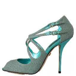 Blue Glittered Strappy Heels Sandals Shoes